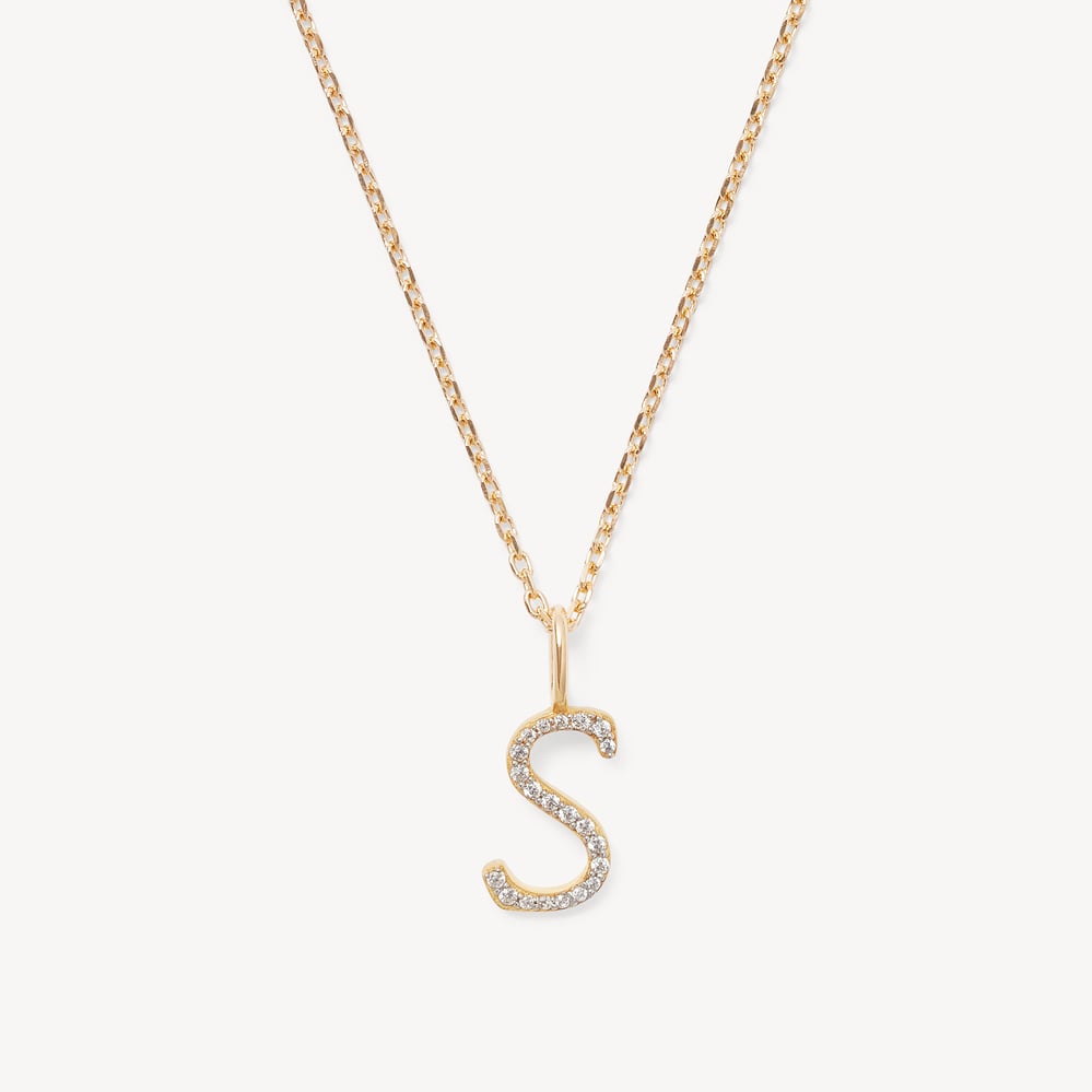 Diamond Initial S Necklace 0.096ct Diamond