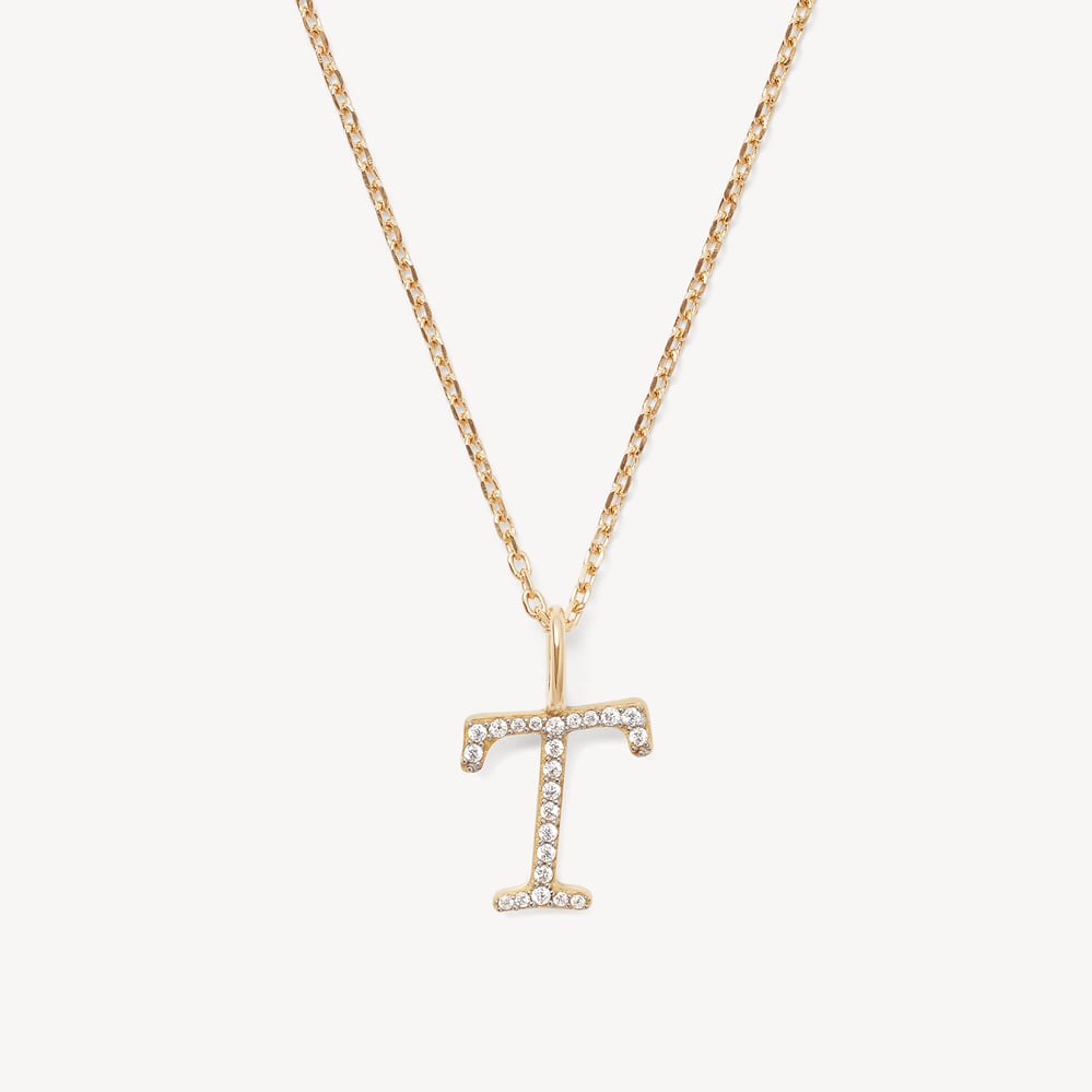 Diamond Initial T Necklace 0.107ct Diamond