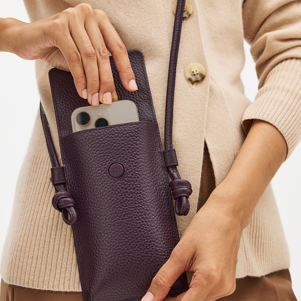 Ella Crossbody Phone Pouch Fig Pebble