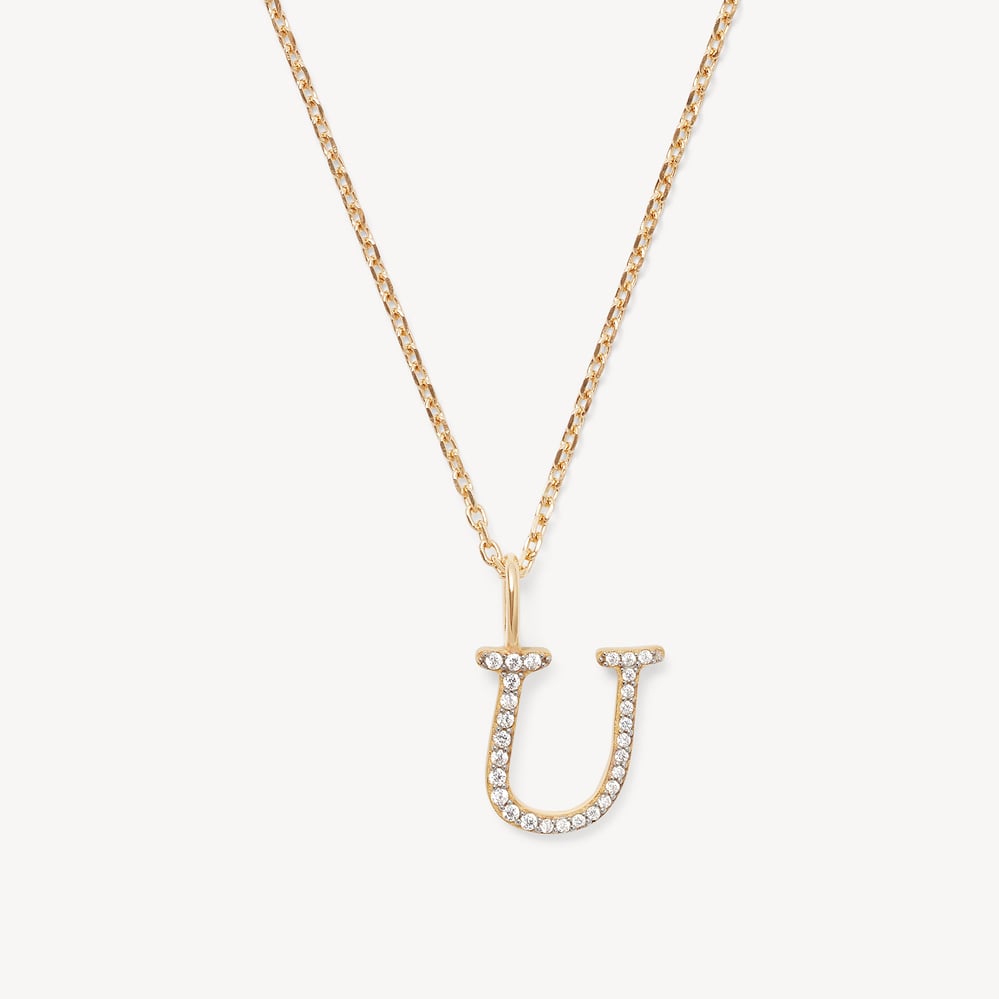 Diamond Initial U Necklace 0.107ct Diamond