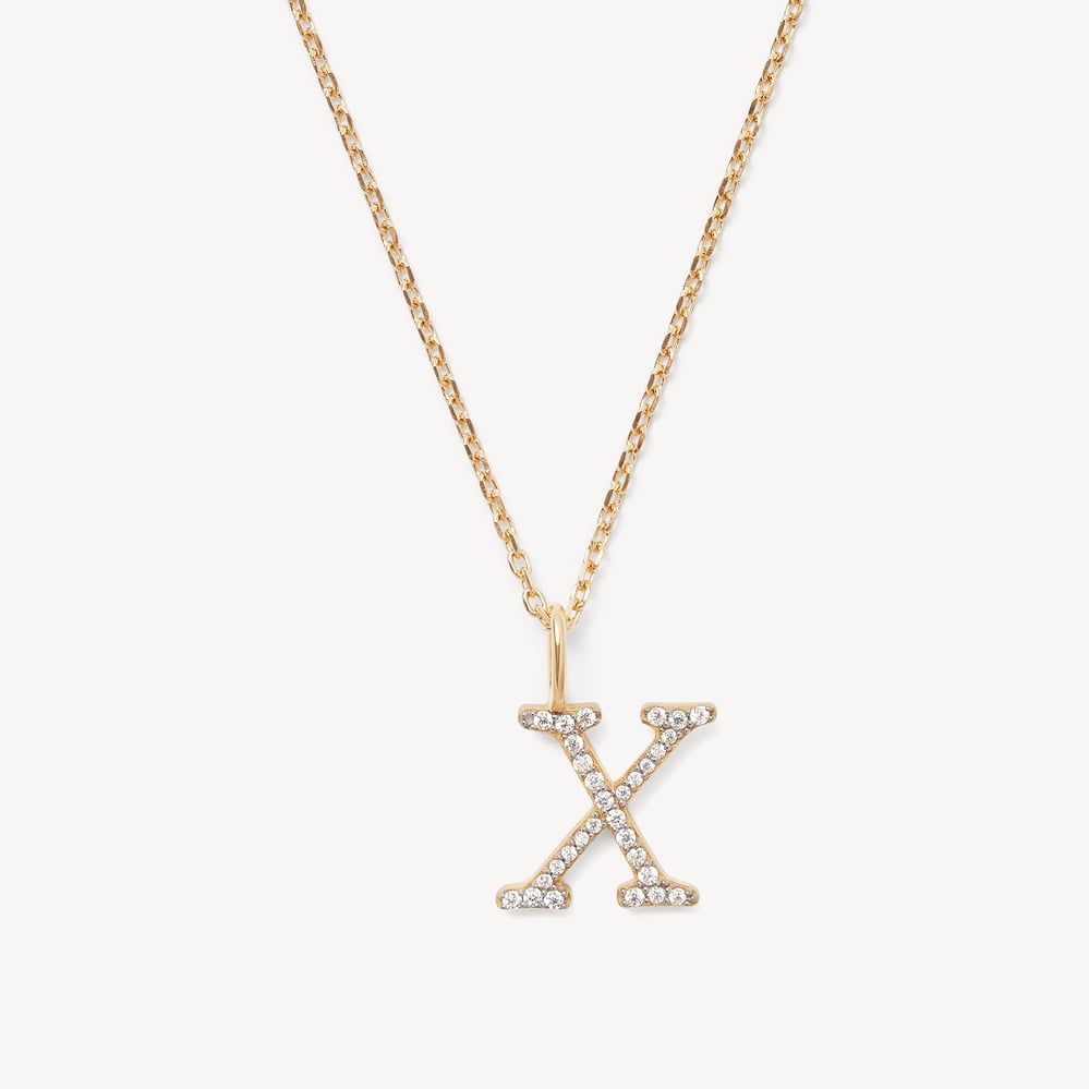 Diamond Initial X Necklace 0.140ct Diamond
