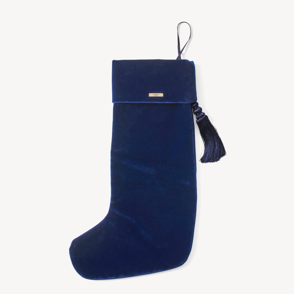 Luxury Personalised Christmas Stocking Night Before Christmas Embroidery on Navy Velvet