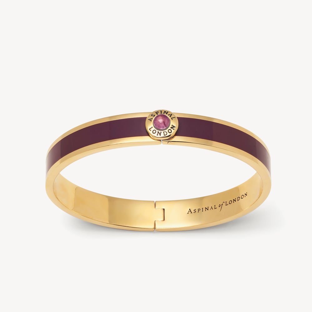 Gemstone Enamel Bangle Fig Enamel, Amethyst & 18ct Gold Plated