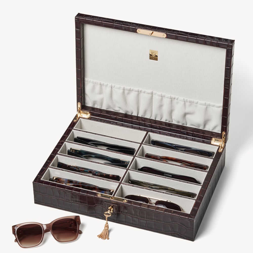 Glasses Case Deep Shine Amazon Brown Croc