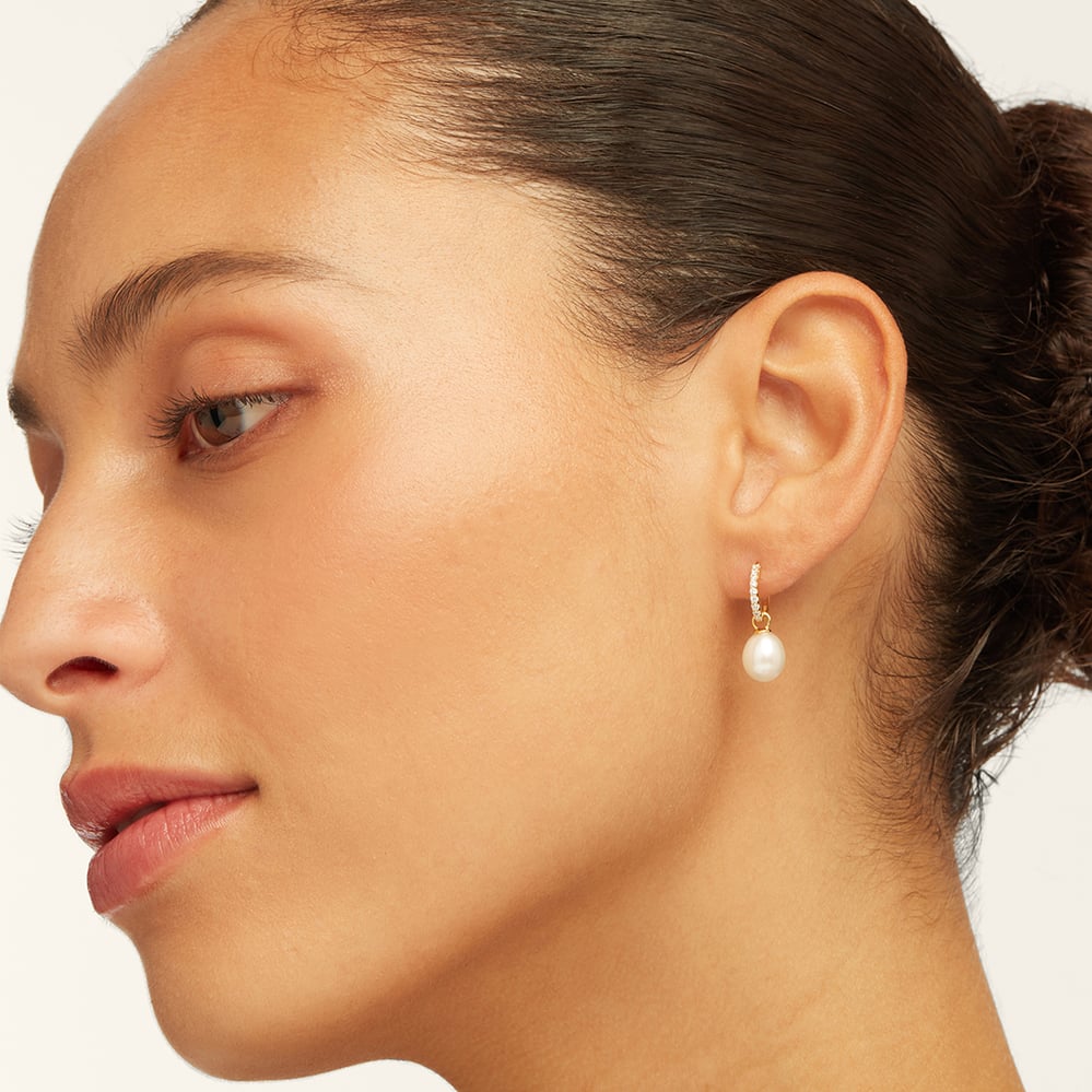 Drop Huggie Earrings 0.16ct Diamond