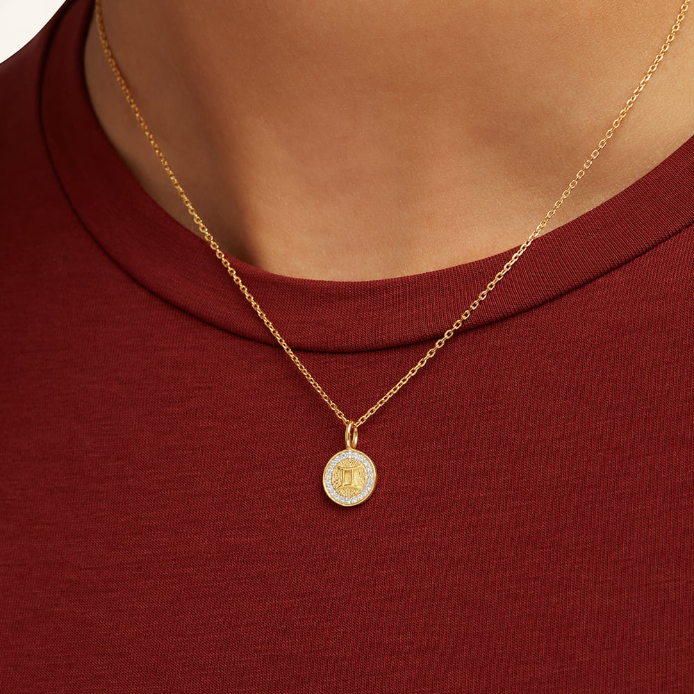 Gemini Zodiac Pendant Necklace Gemini in 18ct Gold Vermeil