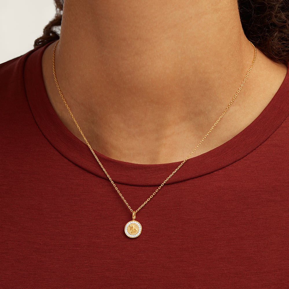 Capricorn Zodiac Pendant Necklace Capricorn in 18ct Gold Vermeil