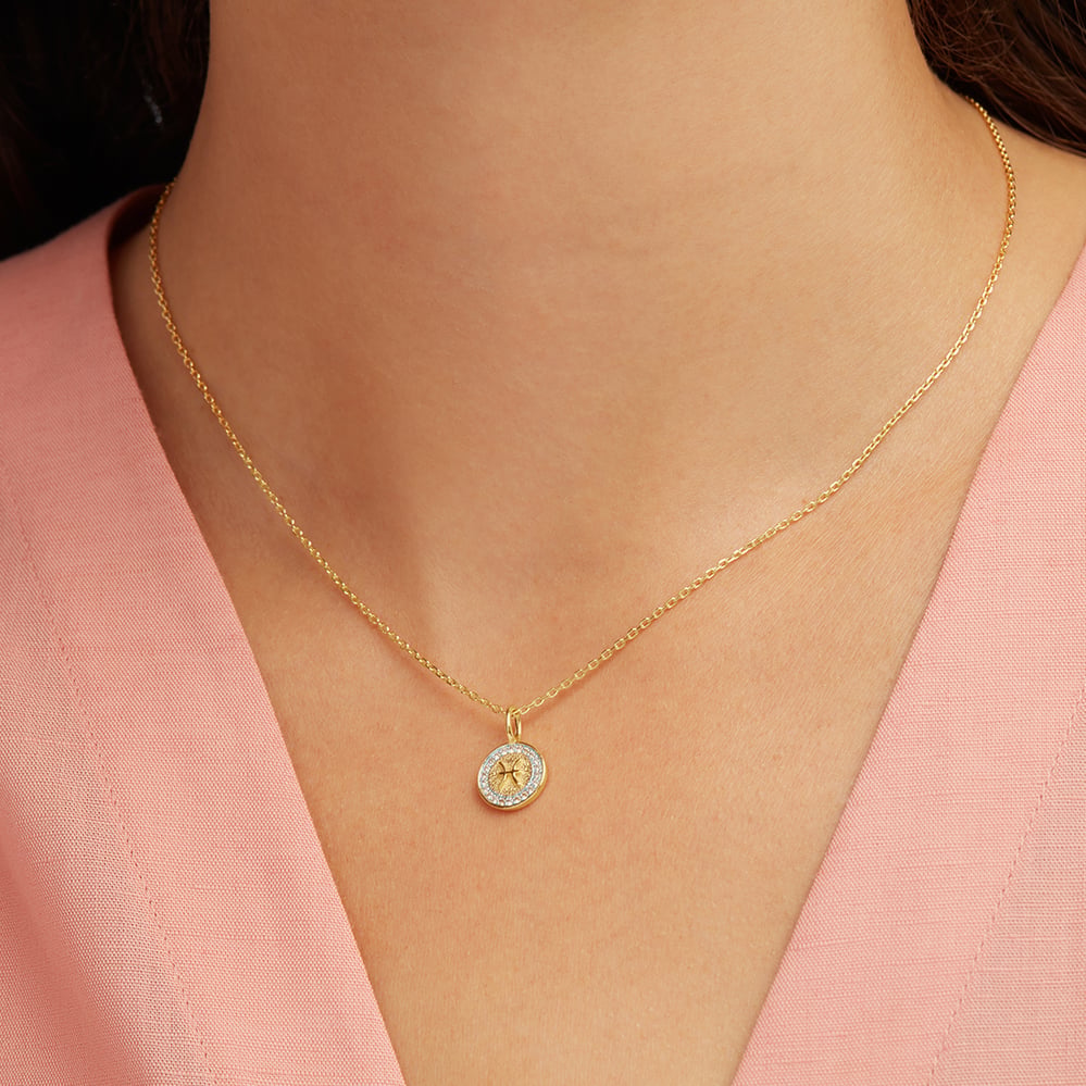 Pisces Zodiac Pendant Necklace Pisces in 18ct Gold Vermeil