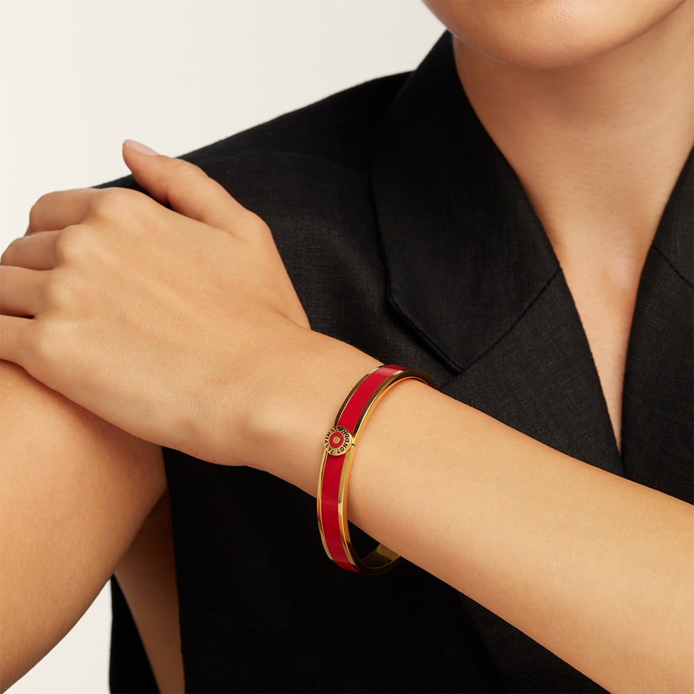 Enamel Bangle Cardinal Red Enamel & 18ct Gold Plated