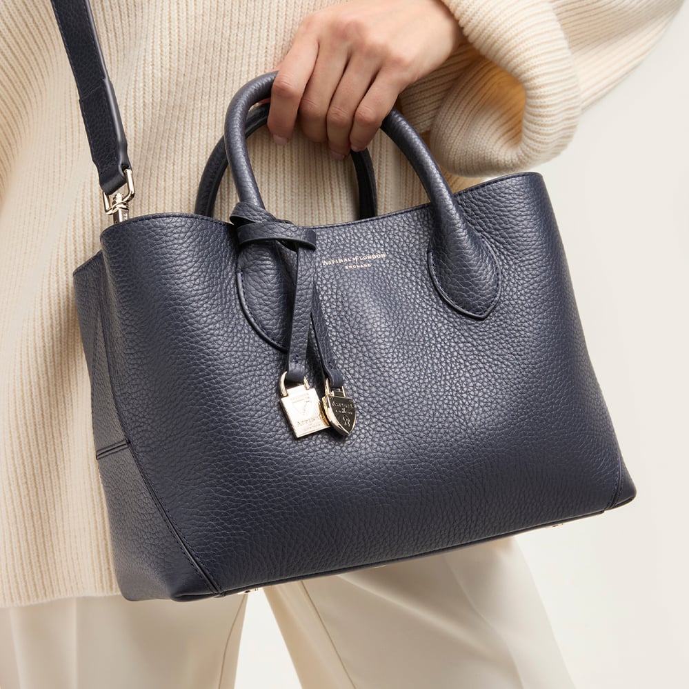 Midi London Tote Navy Pebble