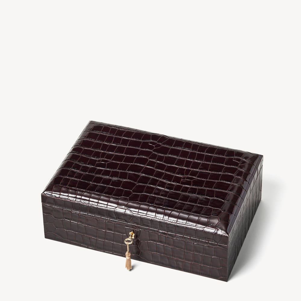 Prestige Jewellery Box Deep Shine Amazon Brown Croc