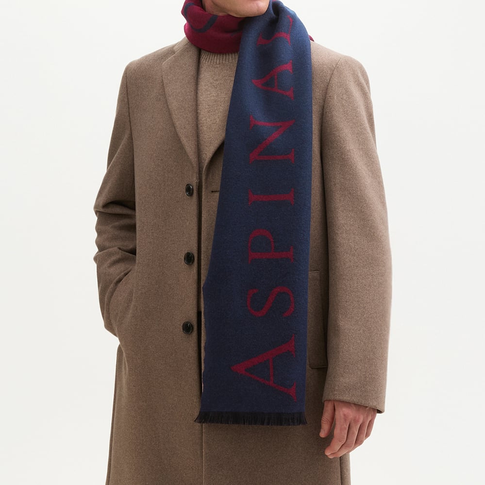 Bi-Colour Heavyweight Merino Wool Scarf Navy & Merlot Merino Wool