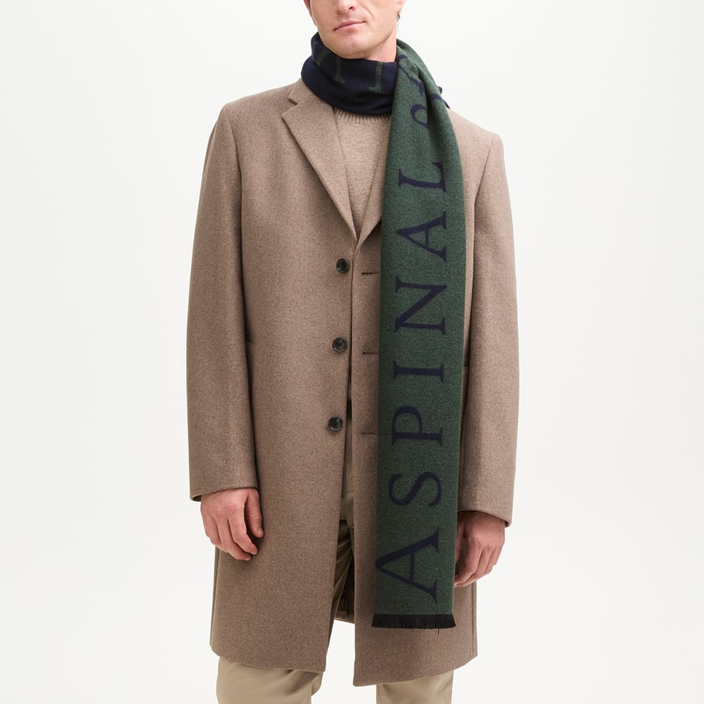 Bi-Colour Heavyweight Merino Wool Scarf Alpine Green & Navy Merino Wool