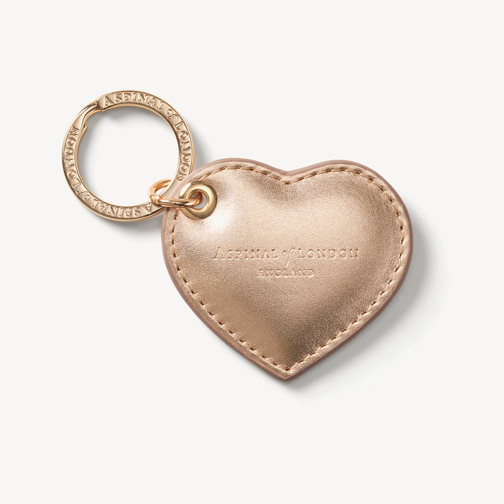 Small Heart Keyring Smooth Metallic Champagne