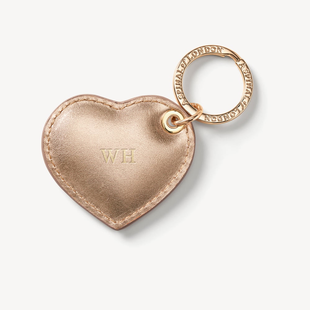 Small Heart Keyring Smooth Metallic Champagne