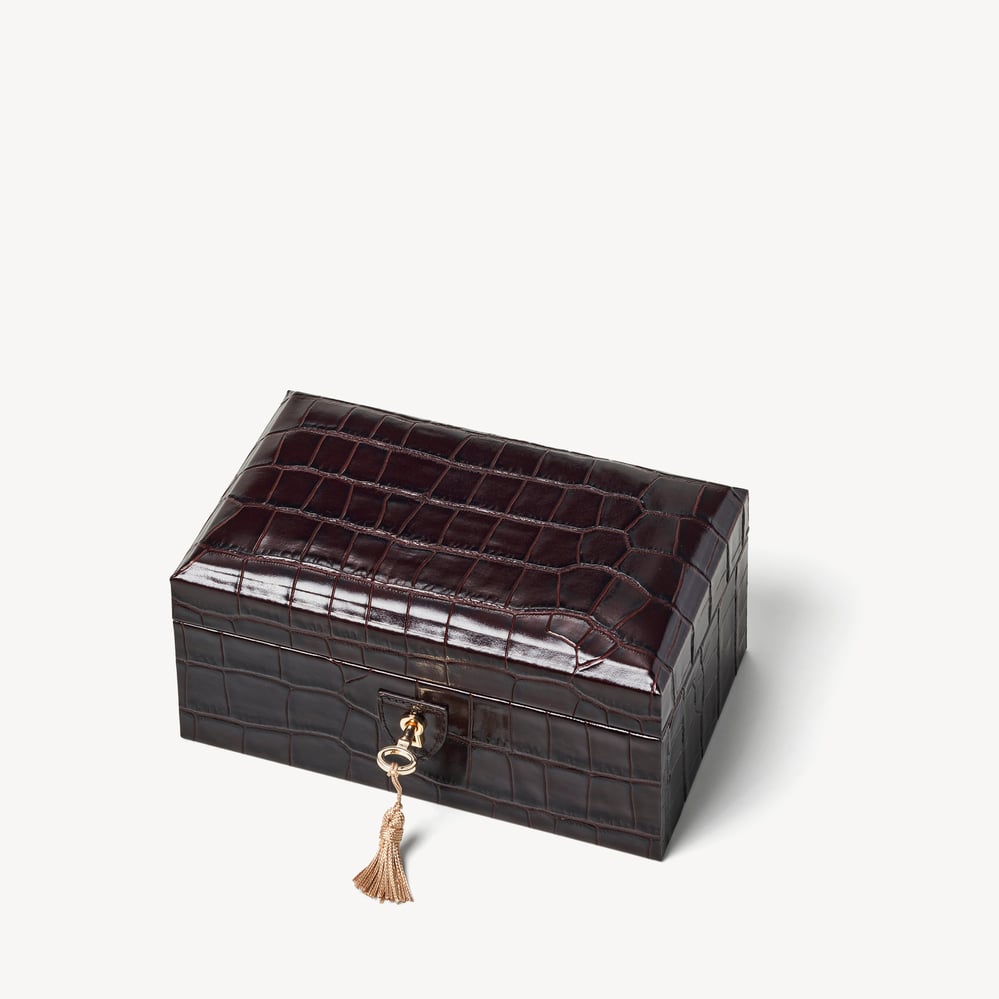 Three Piece Watch Box Deep Shine Amazon Brown Croc