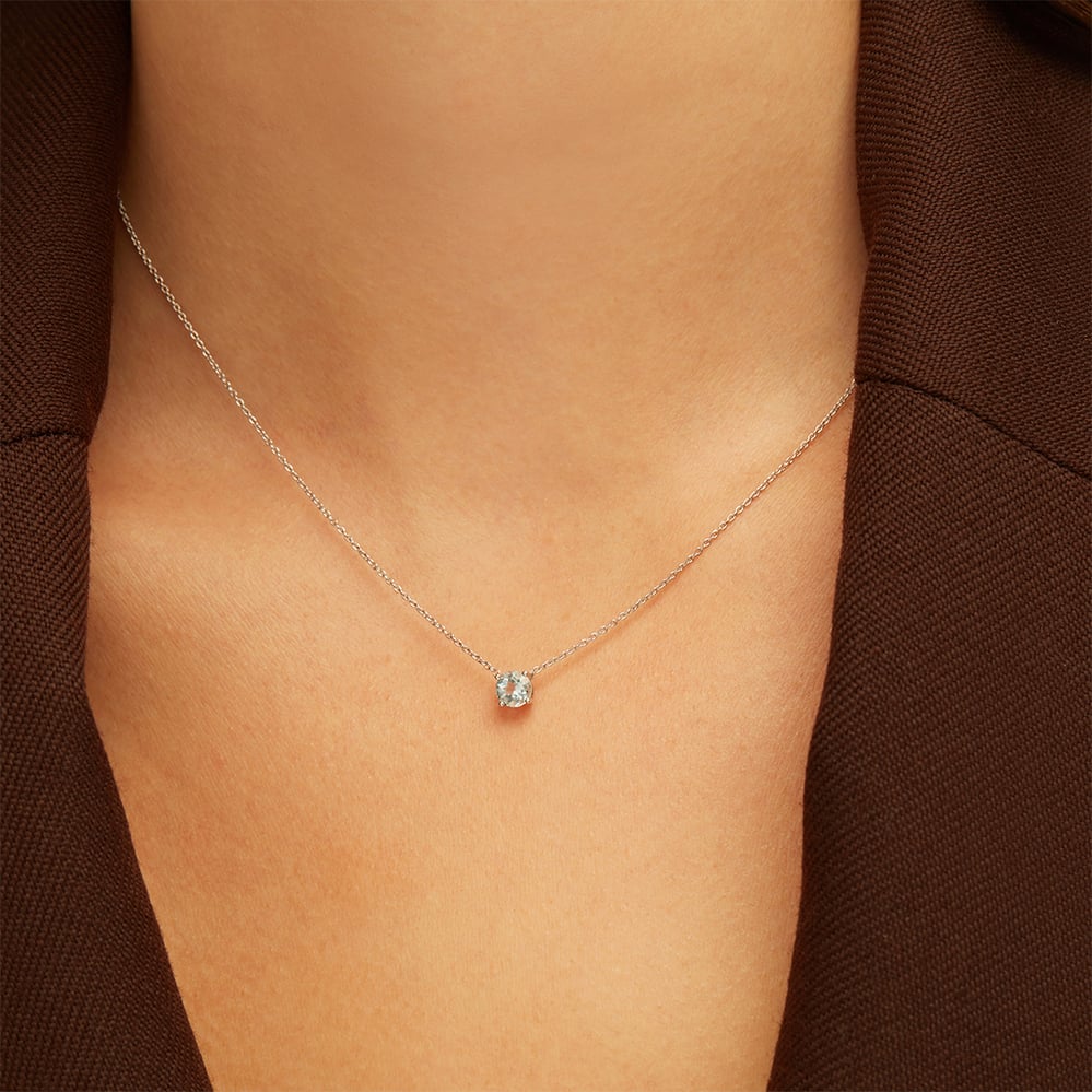 Floating Aquamarine Solitaire Necklace 0.47ct Aquamarine