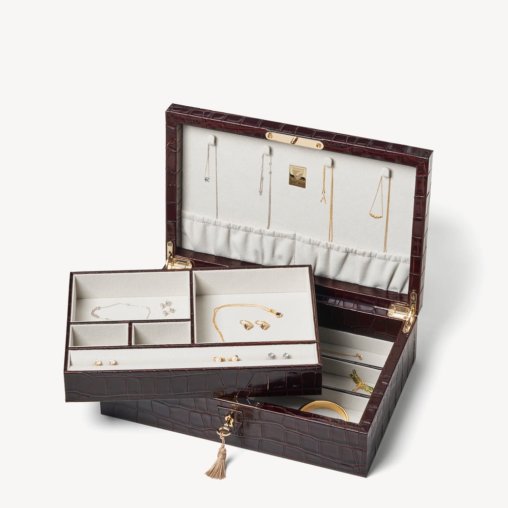 Savoy Jewellery Box Deep Shine Amazon Brown Croc