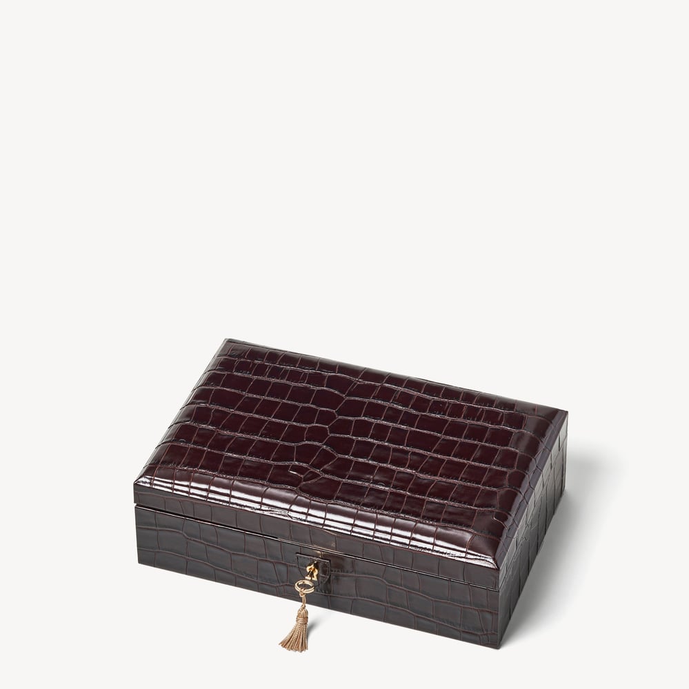 Savoy Jewellery Box Deep Shine Amazon Brown Croc