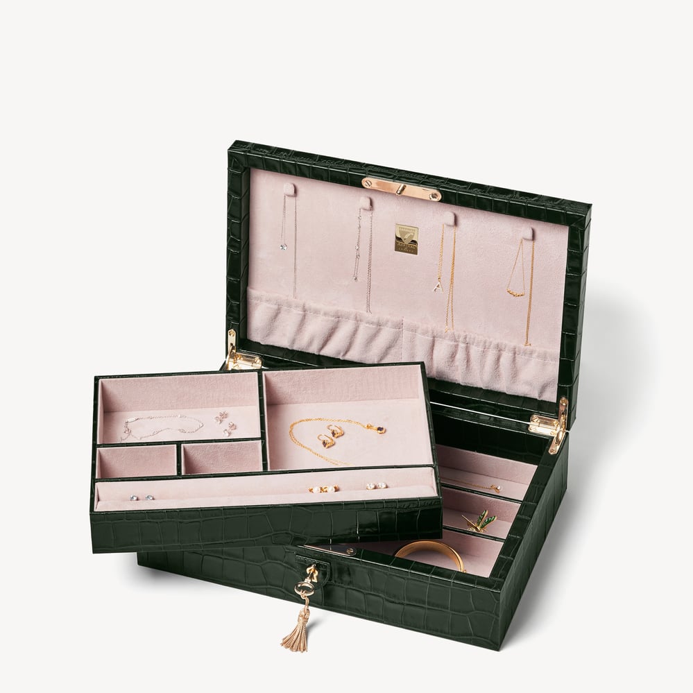 Savoy Jewellery Box Deep Shine Evergreen Croc