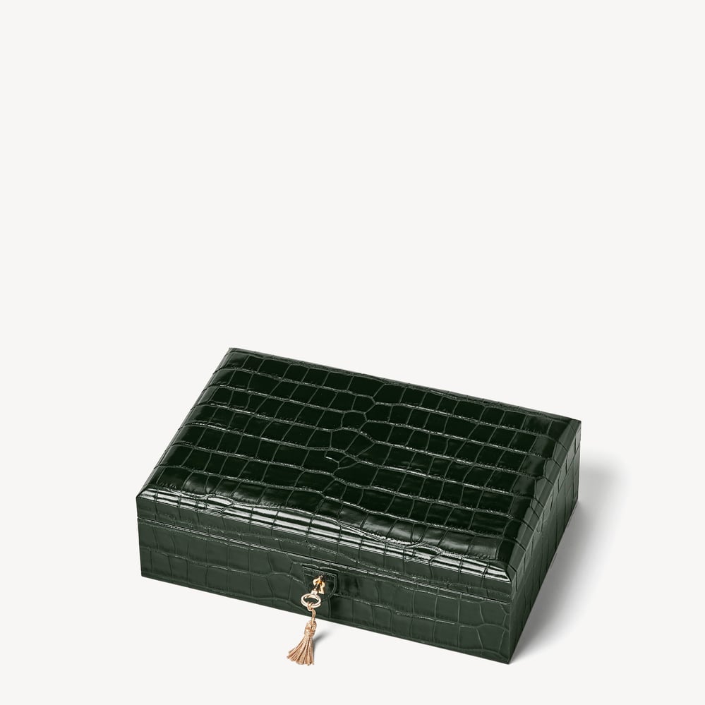 Savoy Jewellery Box Deep Shine Evergreen Croc