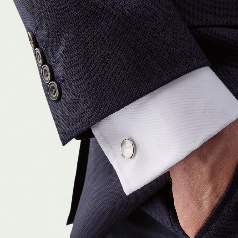 Oval Sterling Silver Semi Precious Cufflinks Mother of Pearl & Sterling Silver 925