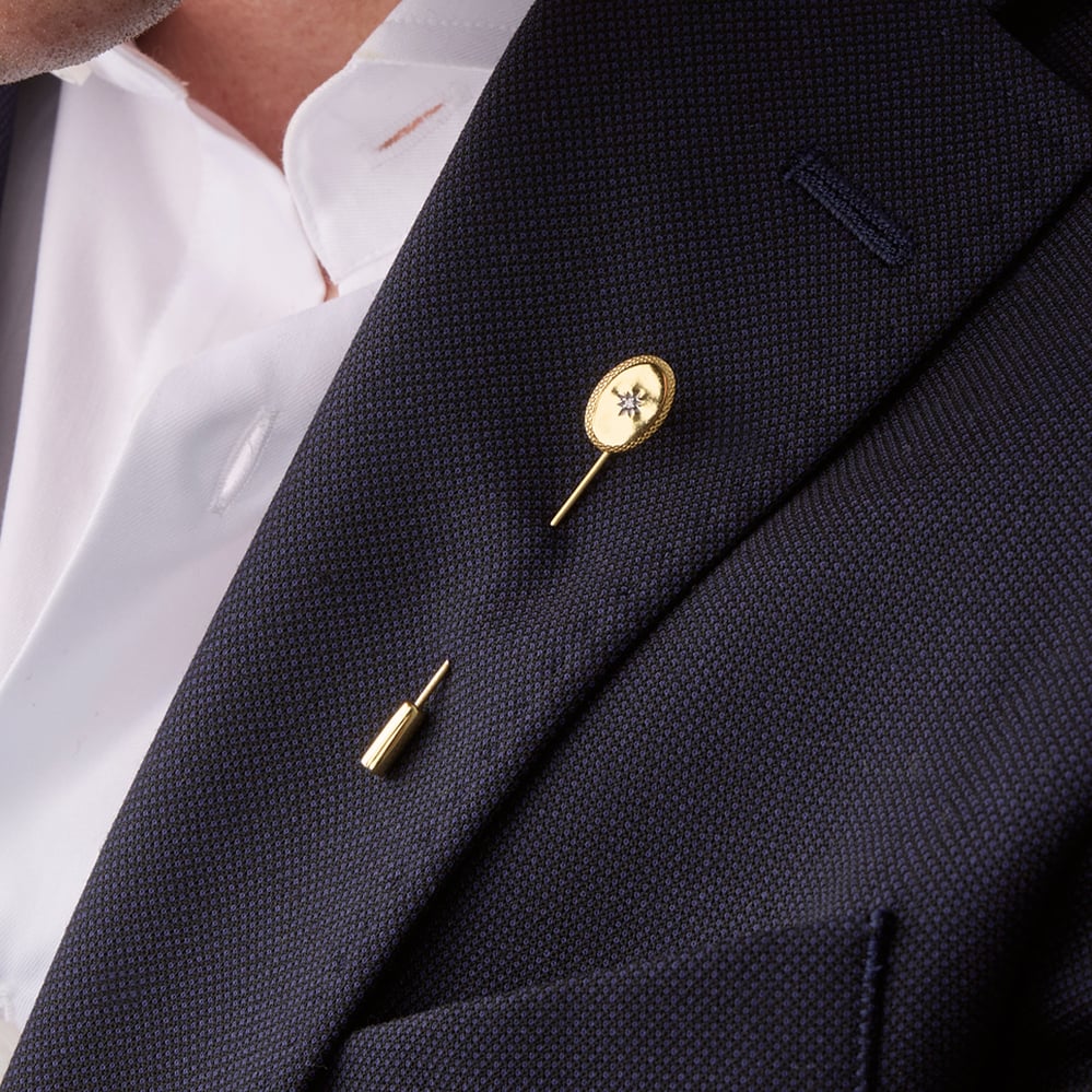 Oval Tie & Lapel Pin 18ct Gold Vermeil