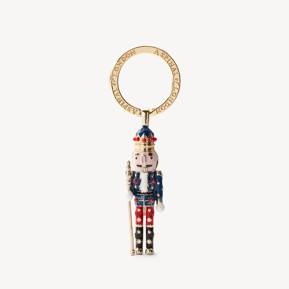 Nutcracker Keyring Navy Enamel & 18ct Gold Plated