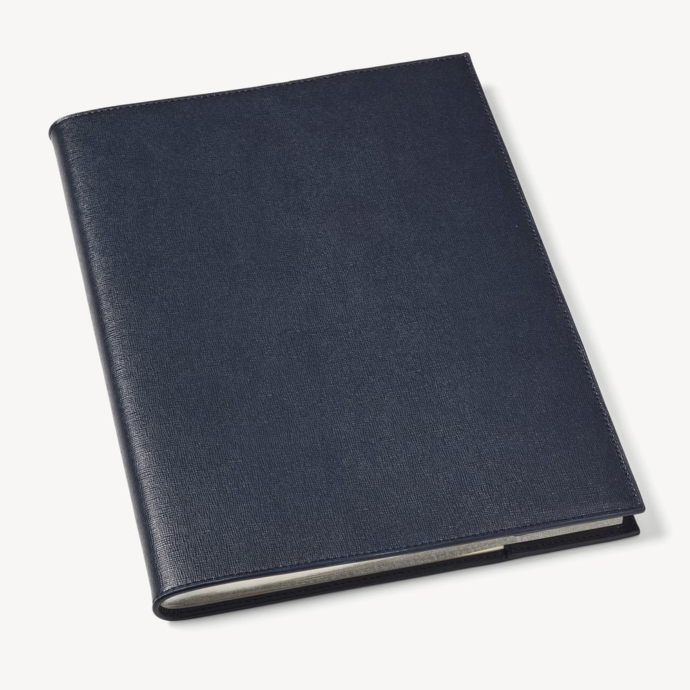 A4 Refillable Luxury Journal Navy Saffiano with Soft Suede Lining