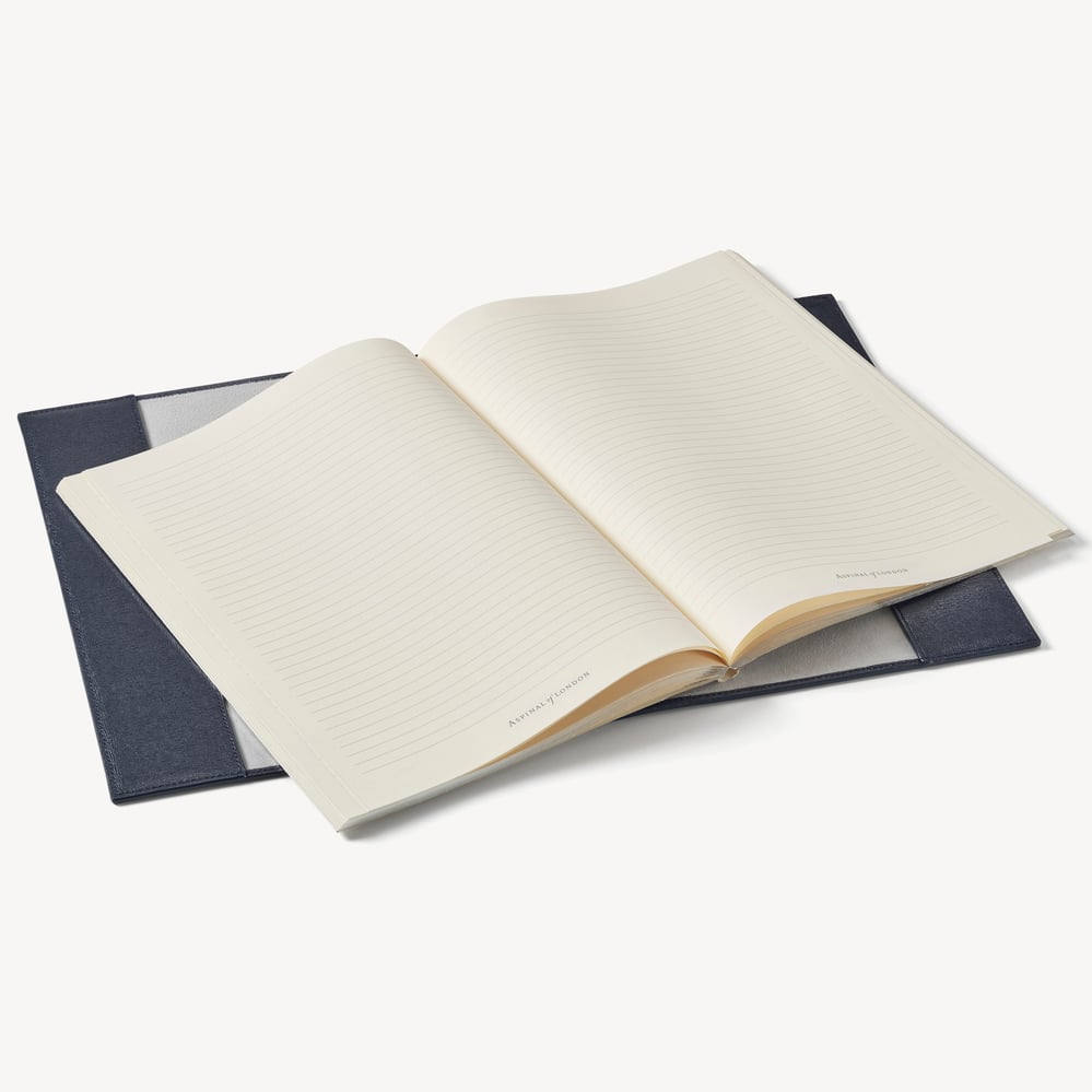 A4 Refillable Luxury Journal Navy Saffiano with Soft Suede Lining