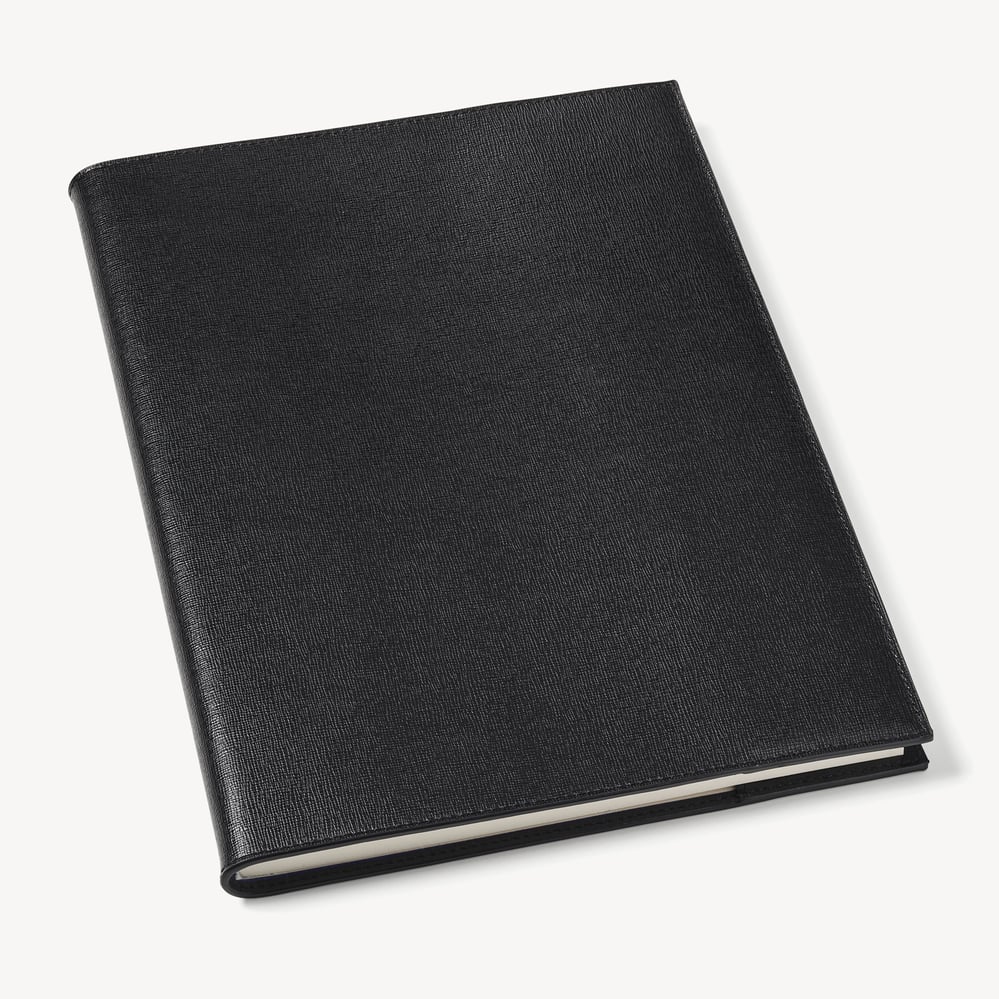 A4 Refillable Luxury Journal Black Saffiano with Soft Suede Lining