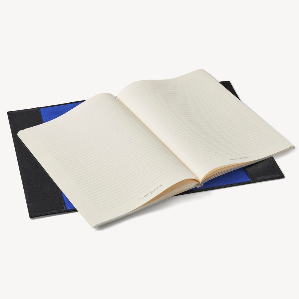 A4 Refillable Luxury Journal Black Saffiano with Soft Suede Lining