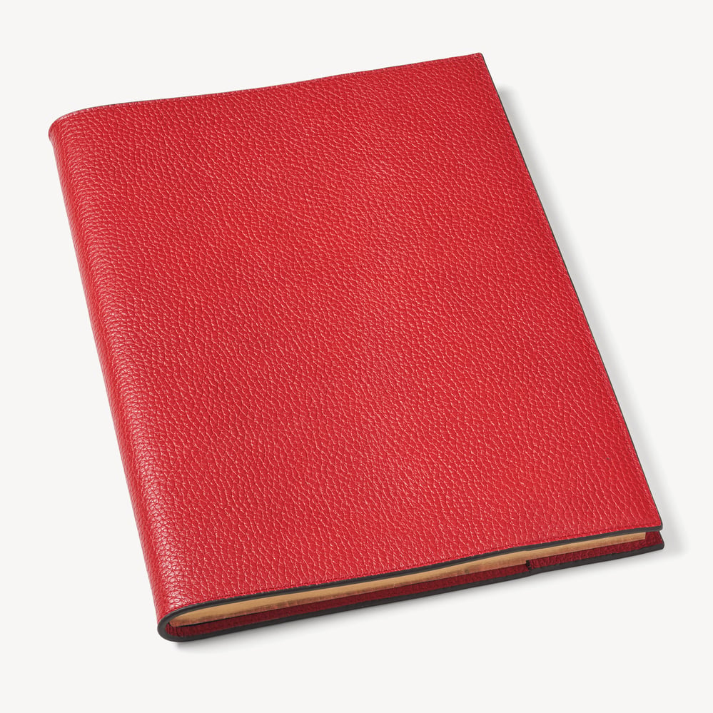 A4 Refillable Luxury Journal Cardinal Red Pebble with Soft Suede Lining