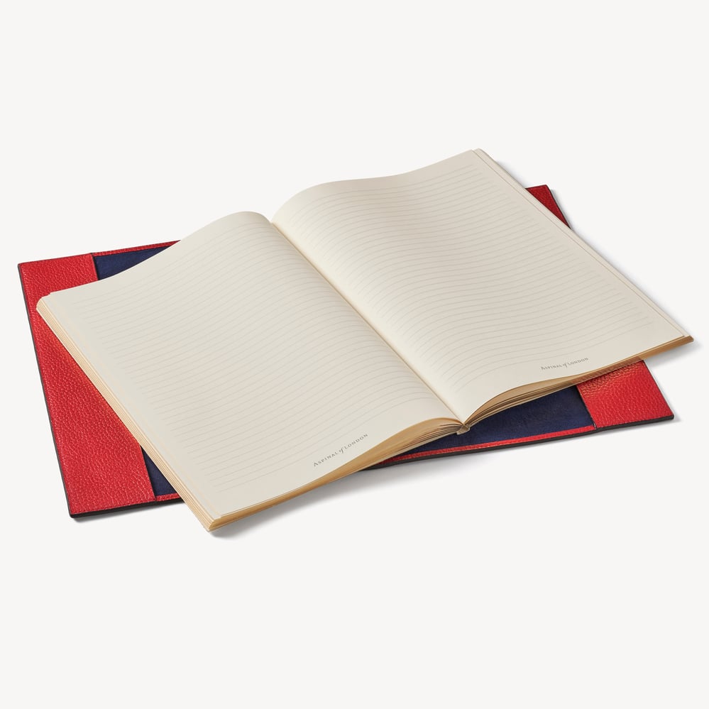 A4 Refillable Luxury Journal Cardinal Red Pebble with Soft Suede Lining