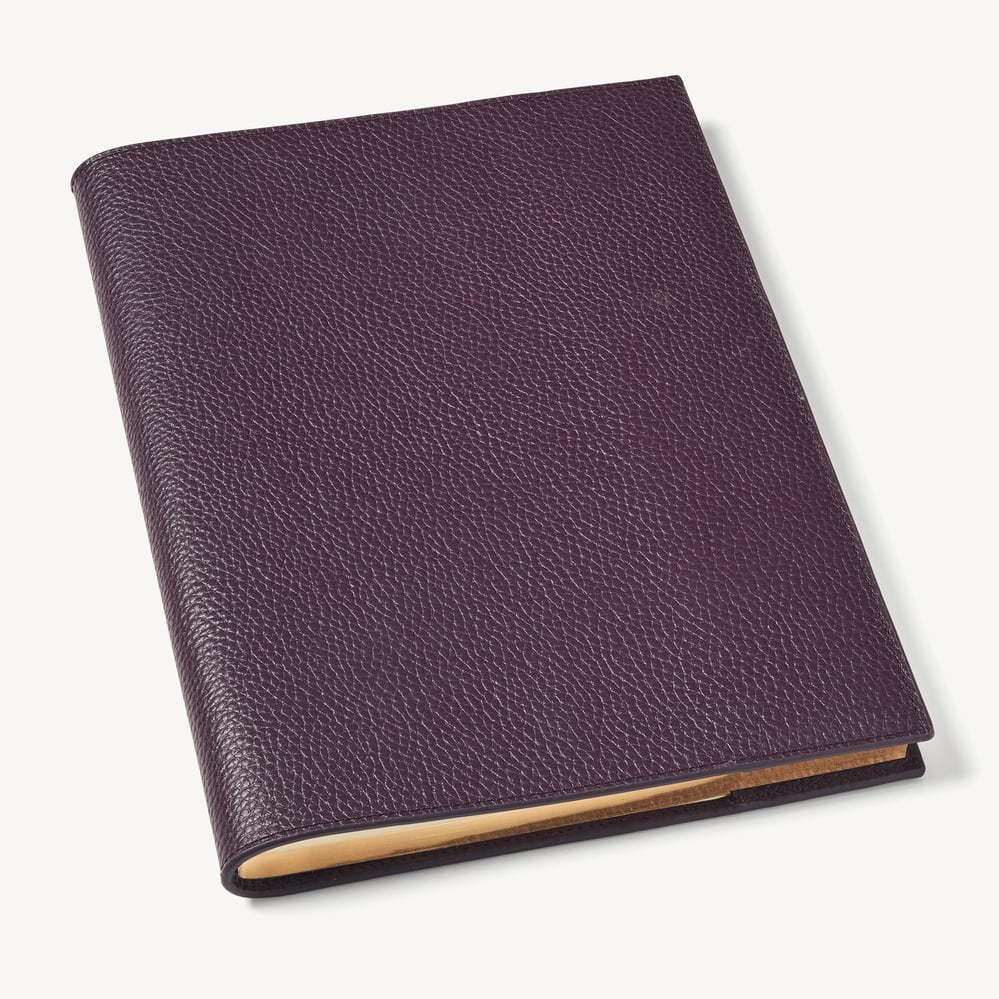 A4 Refillable Luxury Journal Fig Pebble with Soft Suede Lining