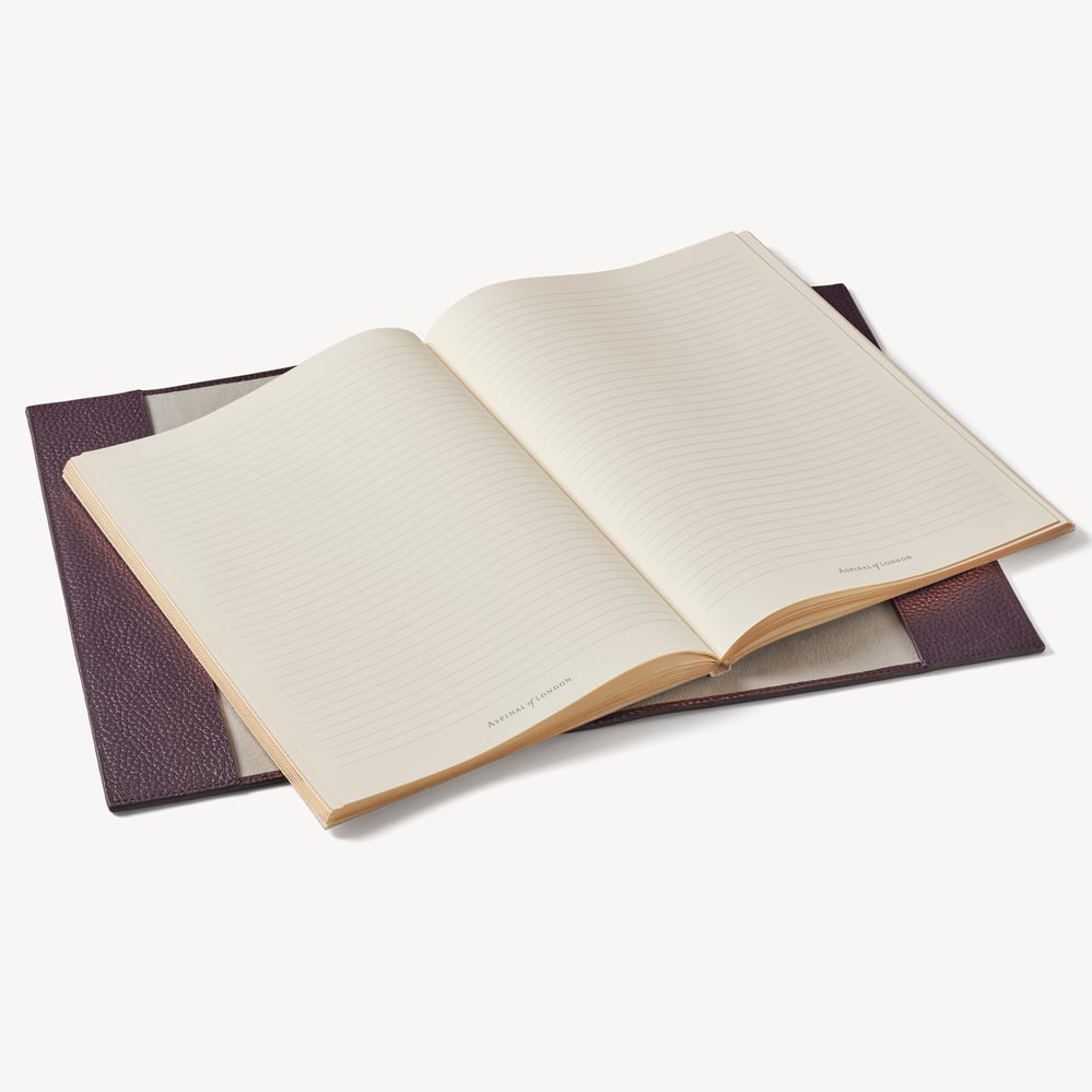 A4 Refillable Luxury Journal Fig Pebble with Soft Suede Lining