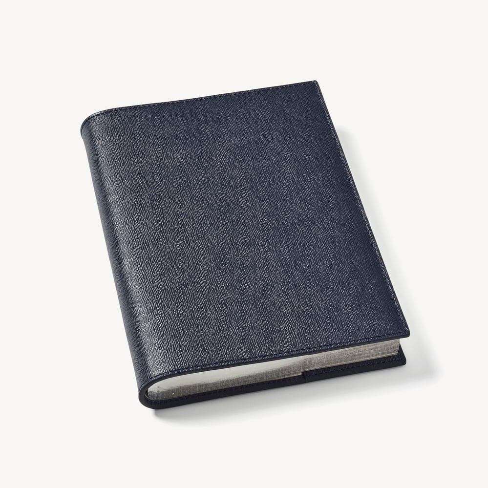 A5 Refillable Luxury Journal Navy Saffiano with Soft Suede Lining