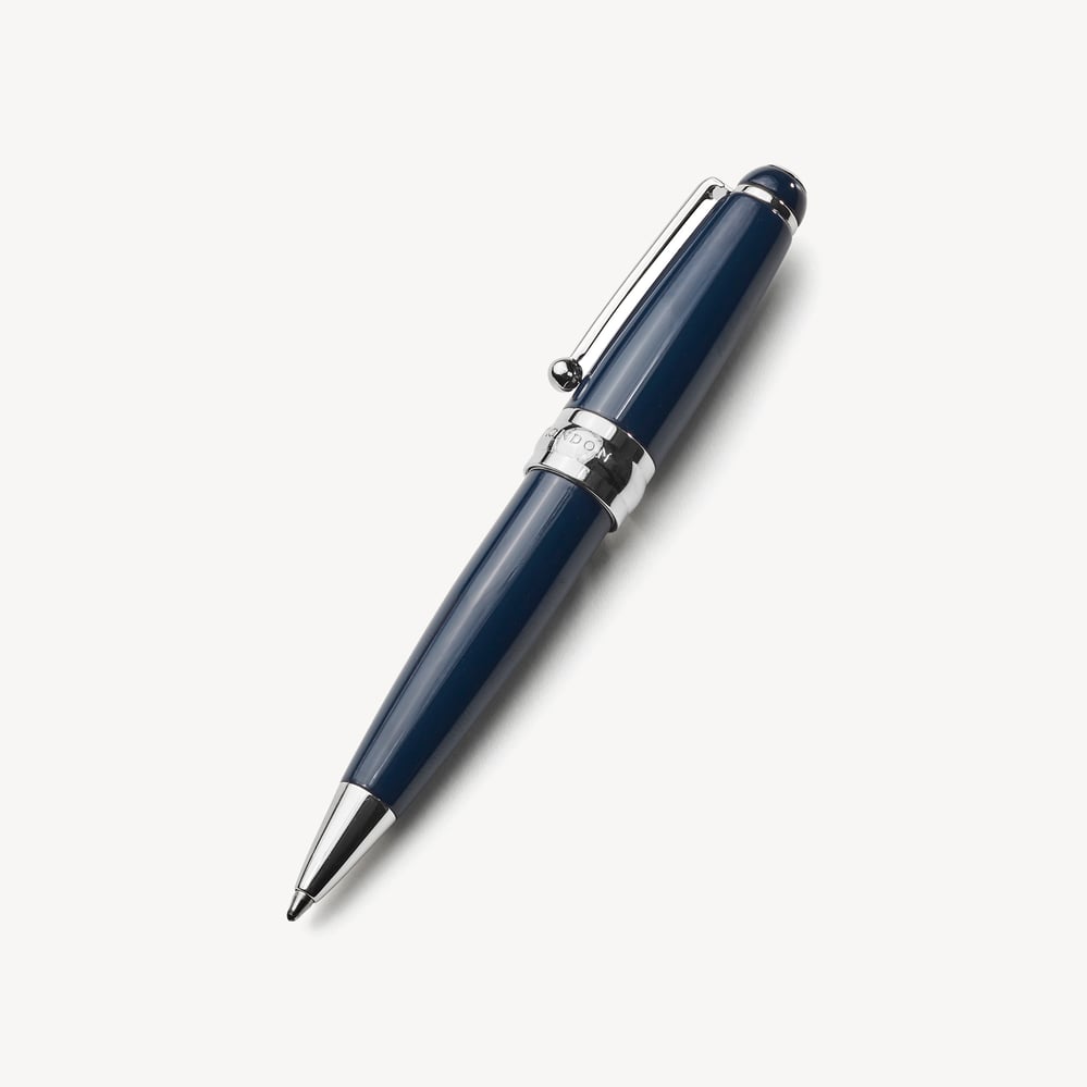 Baby Ballpoint Enamel Pen Navy & Silver Plated