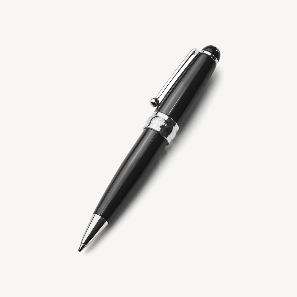 Baby Ballpoint Enamel Pen Black & Silver Plated