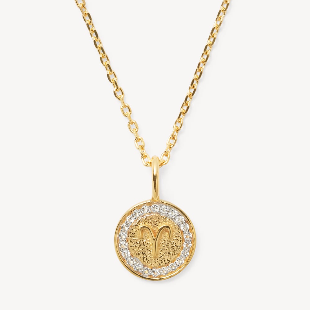 Aries Zodiac Pendant Necklace Aries in 18ct Gold Vermeil