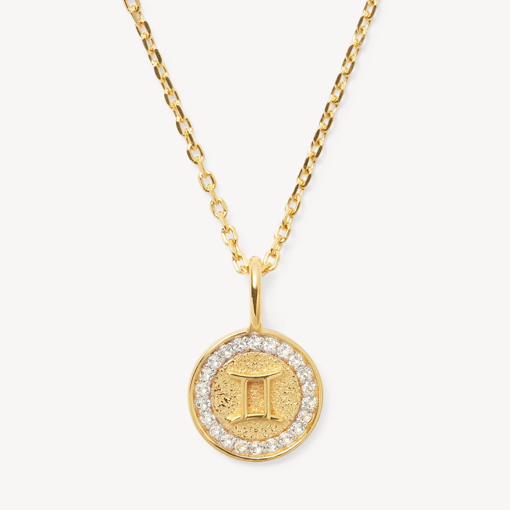 Gemini Zodiac Pendant Necklace Gemini in 18ct Gold Vermeil