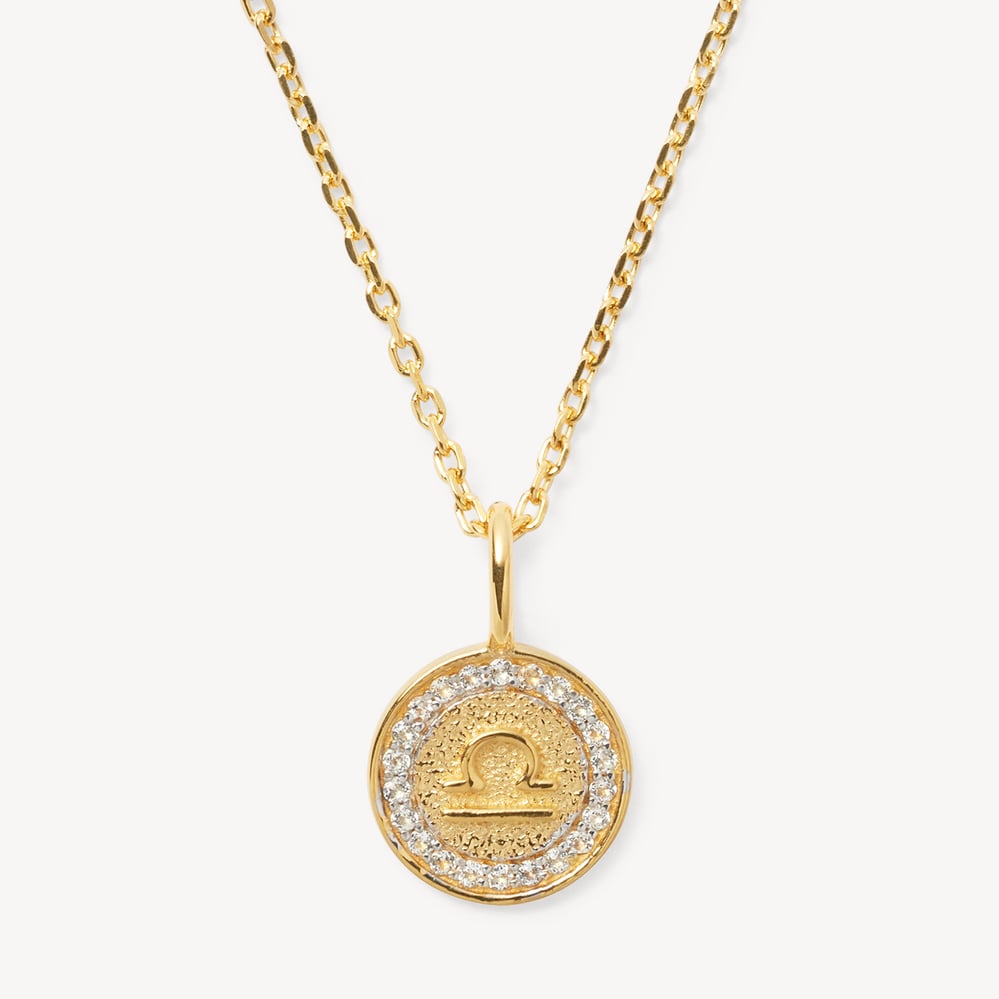 Libra Zodiac Pendant Necklace Libra in 18ct Gold Vermeil