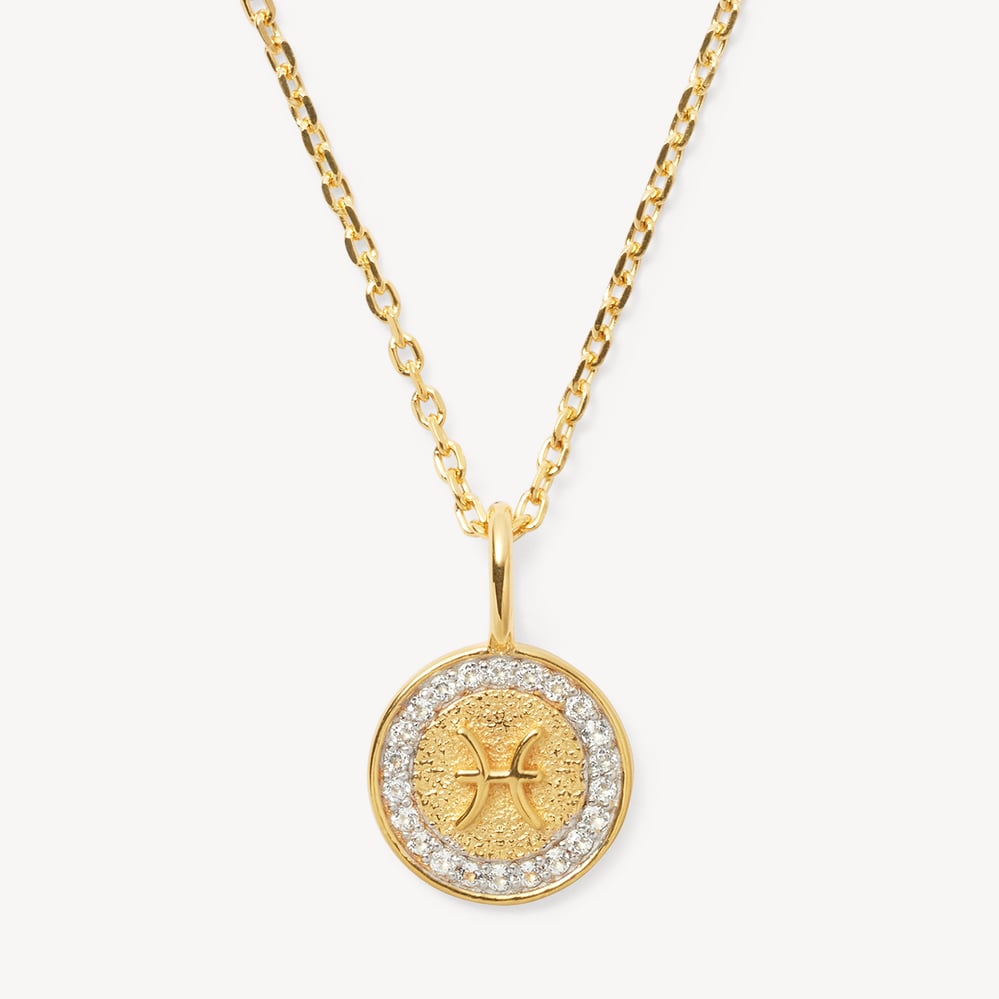 Pisces Zodiac Pendant Necklace Pisces in 18ct Gold Vermeil