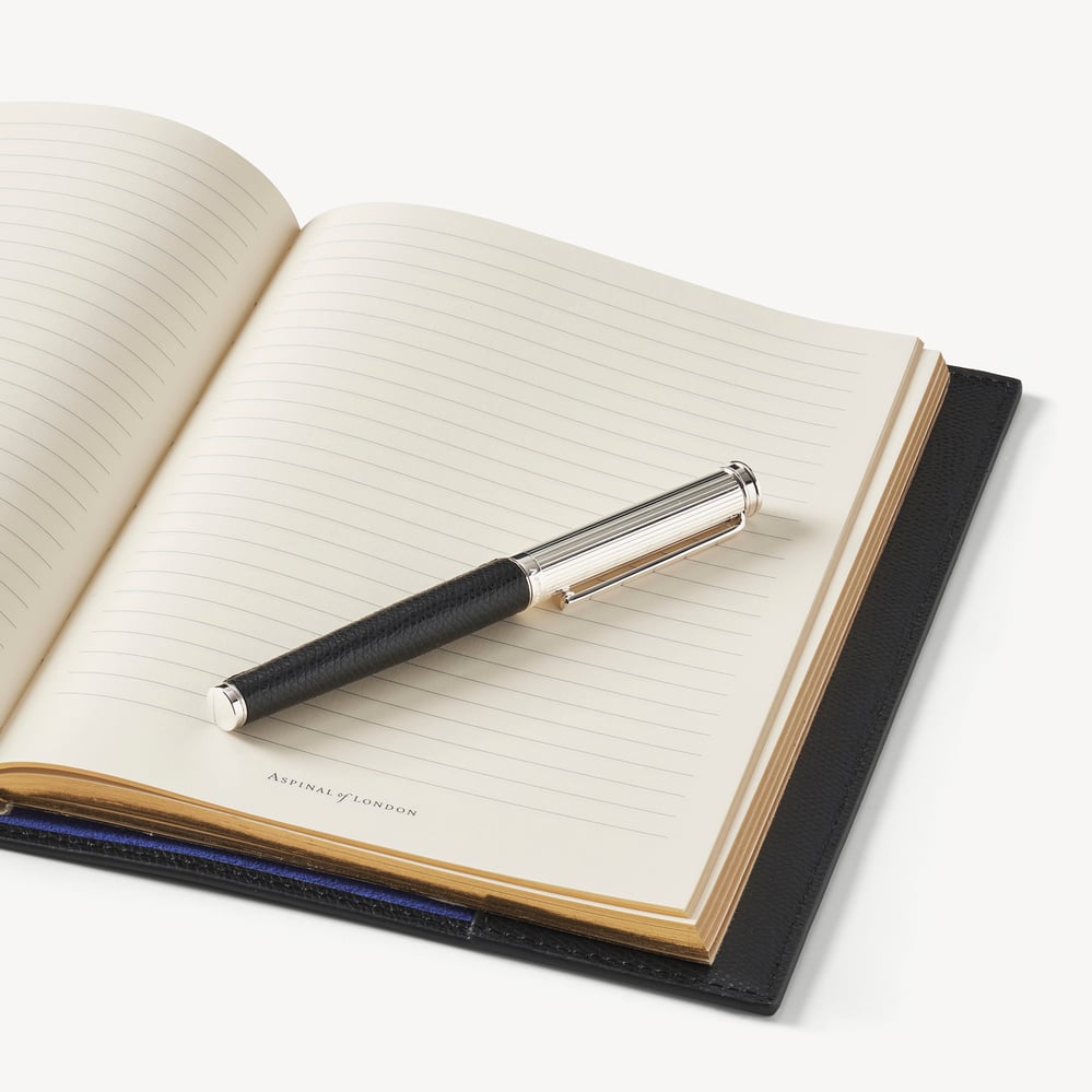 A5 Refillable Journal & Pen Set Black Soft Saffiano