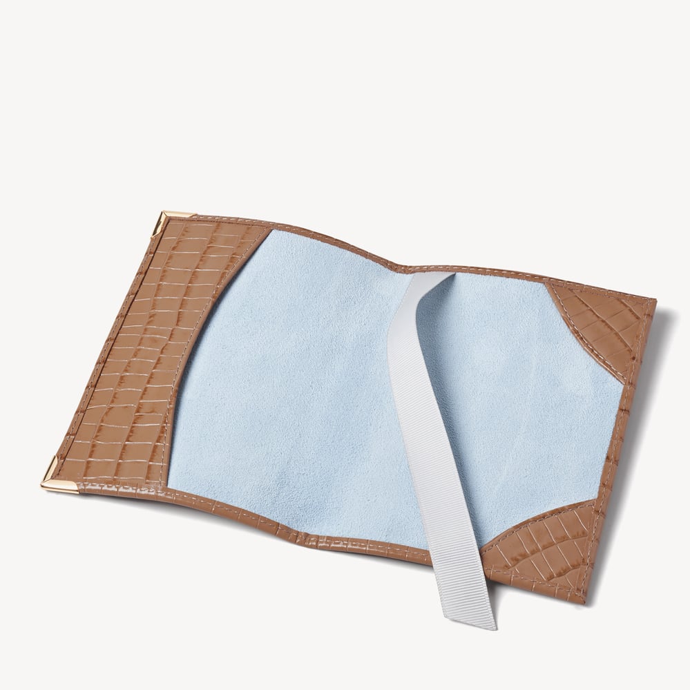 Passport Cover Deep Shine Caramel Small Croc
