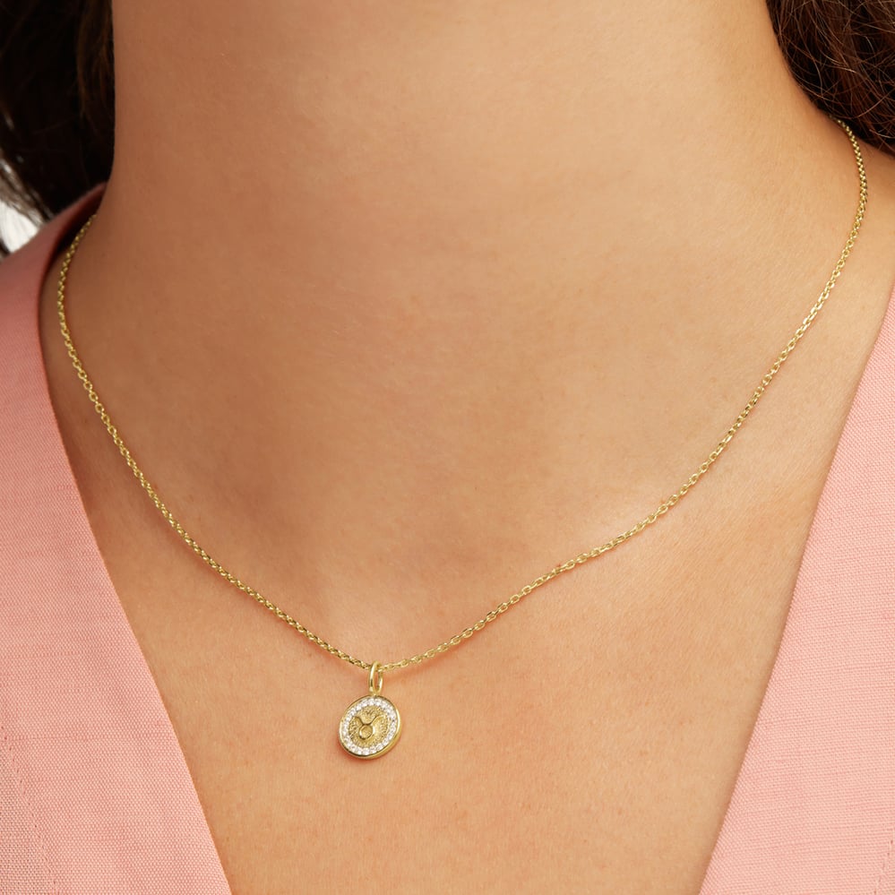 Taurus Zodiac Pendant Necklace Taurus in 18ct Gold Vermeil