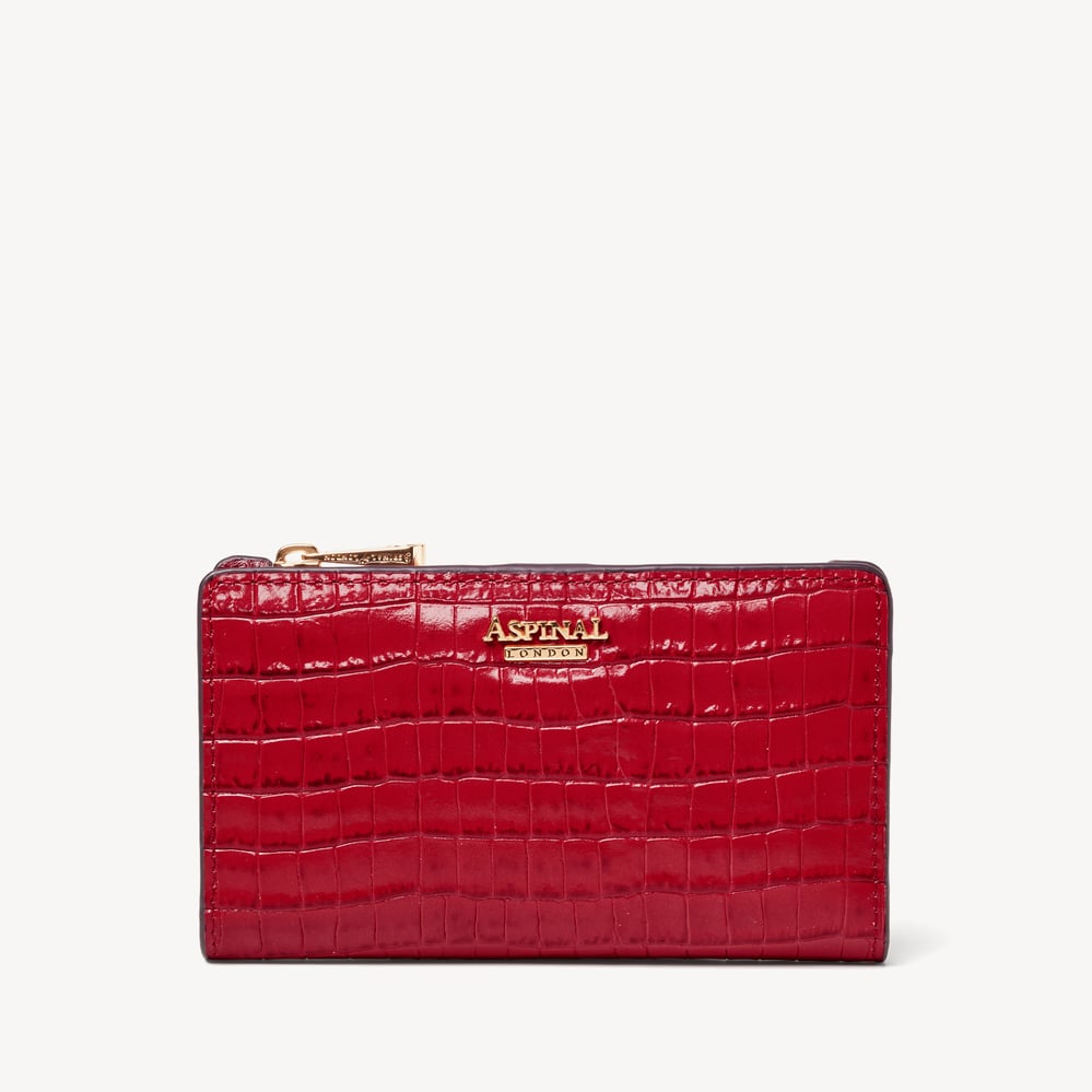 Mayfair® Coin & Card Wallet Deep Shine Cherry Red Small Croc