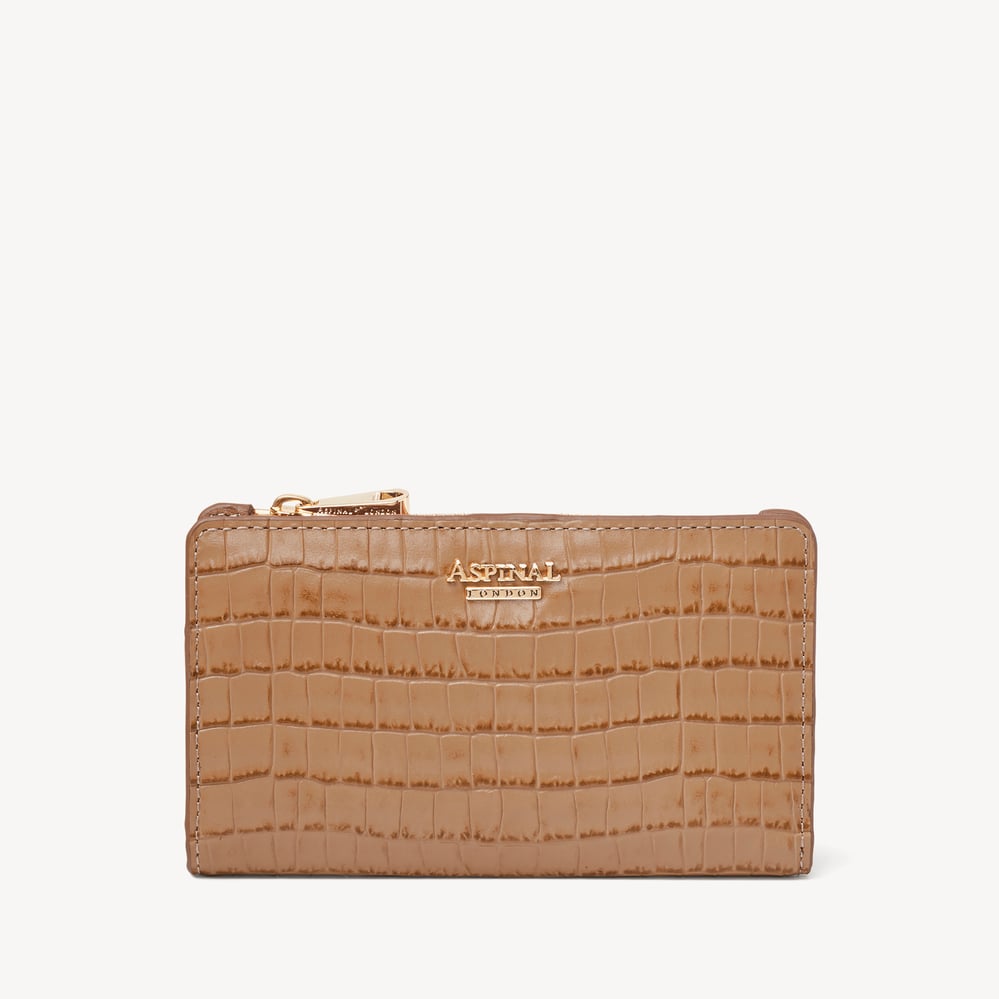 Mayfair® Coin & Card Wallet Deep Shine Caramel Small Croc