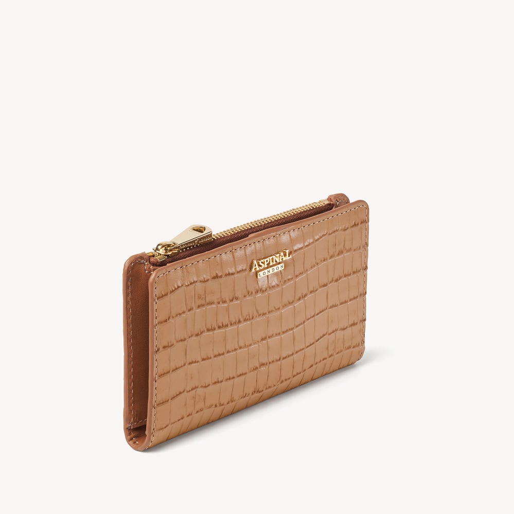 Mayfair® Coin & Card Wallet Deep Shine Caramel Small Croc