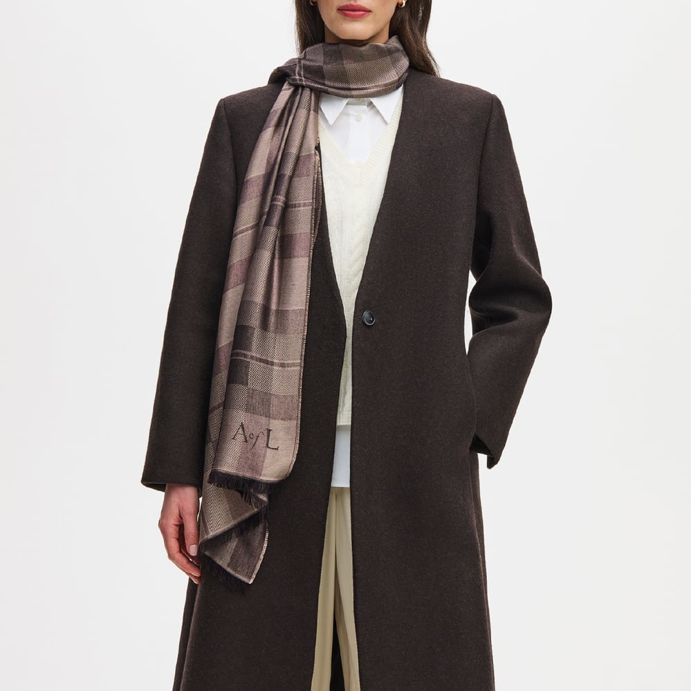 Silk Check Scarf Putty Silk Modal